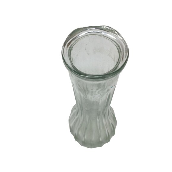 Short 6'' tall Ribbed Clear Glass Bud Vase - Picture 2 of 9